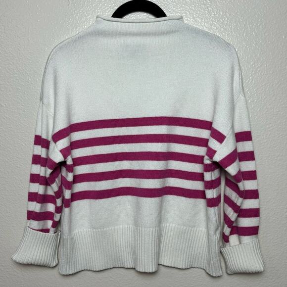Truth by Republic Sweater Women's Size Medium Mock Neck White w/ Pink Stripes - Picture 15 of 16